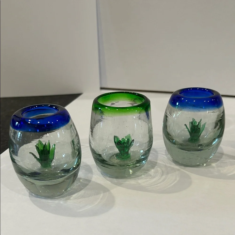 Agave Hand-Blown Glass Decanter and 6 Shot Glasses - Picture 4 of 16